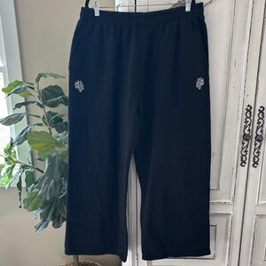 Darc Sport Size XXL Black Cotton Wide Leg Sweatpants Drawstring Elastic Waist